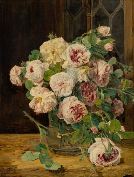 Rosenstraus am Fenster  by Ferdinand Georg Waldmuller - Hand-Painted Oil Painting Reproduction