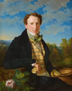 Selbstportrat in jungen Jahren by Ferdinand Georg Waldmuller Oil Painting