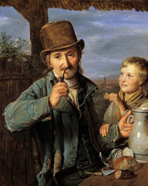 Taglohner mit seinem Sohn by Ferdinand Georg Waldmuller Oil Painting