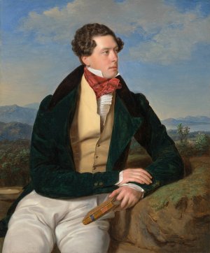 The Actor Maximilian Korn in a Landscape by Ferdinand Georg Waldmuller Oil Painting