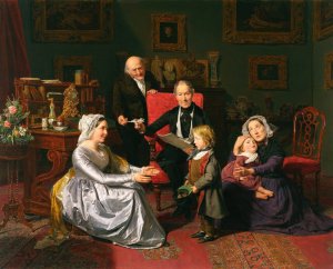 The Adoption by Ferdinand Georg Waldmuller Oil Painting