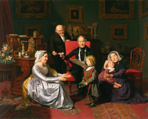 The Adoption  by Ferdinand Georg Waldmuller - Hand-Painted Oil Painting Reproduction