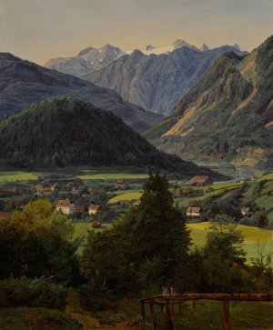 The Dachstein seen from the Sophienplatz by Ferdinand Georg Waldmuller Oil Painting
