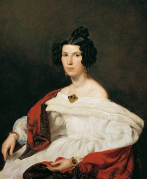 The wife of court official Josef von Stadler by Ferdinand Georg Waldmuller Oil Painting