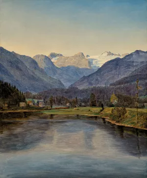 View Of Lake Altaussee And The Dachstein Oil painting by Ferdinand Georg Waldmuller