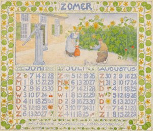Kalenderblad voor zomer 1904 van de Verzekering-Maatschappij Holda in Amsterdam by Ferdinand Hart Nibbrig Oil Painting