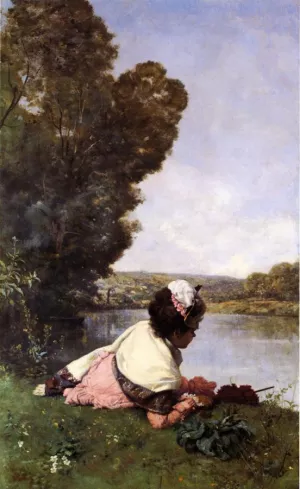 Afternoon by the Seine Oil painting by Ferdinand Heilbuth