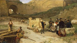 Excavations in Rome by Ferdinand Heilbuth Oil Painting