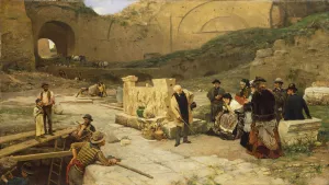 Excavations in Rome by Ferdinand Heilbuth Oil Painting