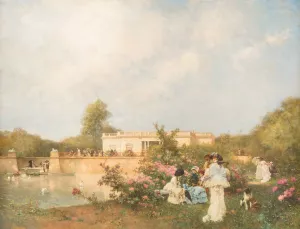 Summer day in the palace garden by Ferdinand Heilbuth Oil Painting
