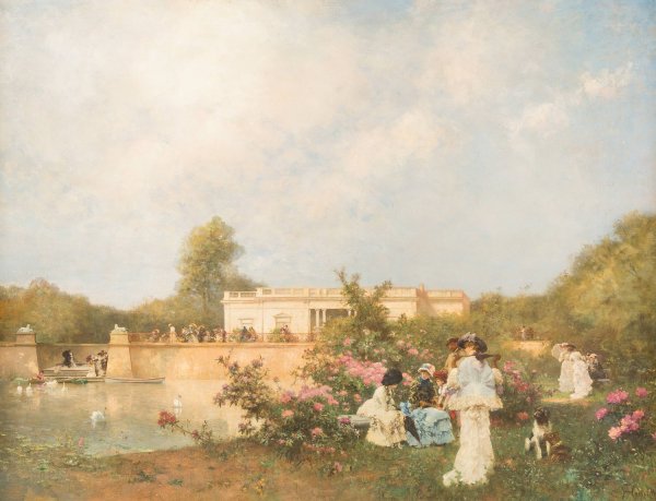 Main Product Photo of Summer day in the palace garden Painting by Ferdinand Heilbuth