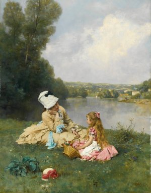 Summer Days Near Giverny, France by Ferdinand Heilbuth Oil Painting