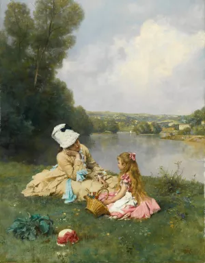Summer Days Near Giverny, France by Ferdinand Heilbuth Oil Painting