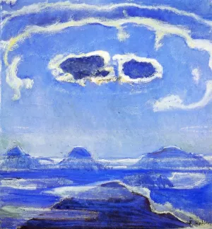 Eiger, Monch and Jungfrau in Moonlight Oil painting by Ferdinand Hodler