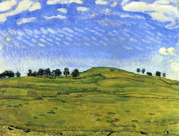 Main Product Photo of Hilly Landscape with Ravens, in the Bernese Oberland Painting by Ferdinand Hodler