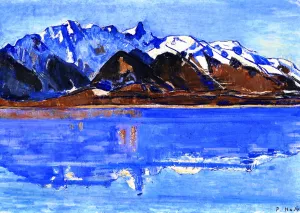 Lake Thun with Stockhorn Mountain Chain by Ferdinand Hodler - Oil Painting Reproduction