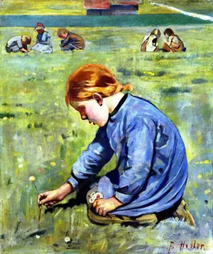 Little Girl Picking Flowers by Ferdinand Hodler Oil Painting