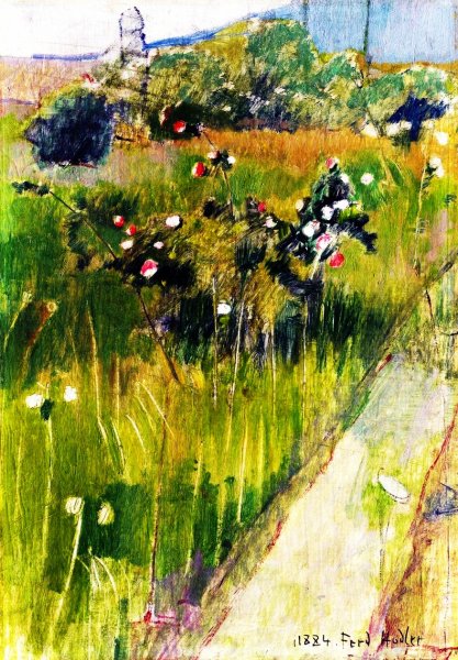 Main Product Photo of Rosebush in a Meadow Painting by Ferdinand Hodler