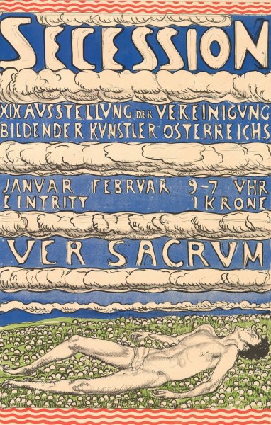 Secession - XIX. Ausstellung der Vereinigung Bildender Kunstler Osterreichs - Ver Sacrum  by Ferdinand Hodler - Hand-Painted Oil Painting Reproduction