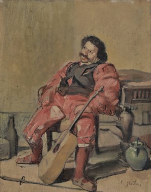 Sitting Man With Guitar by Ferdinand Hodler Oil Painting