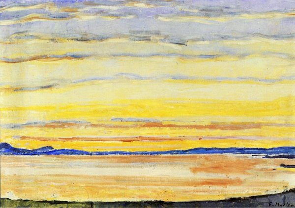 Main Product Photo of Sunset on Lake Geneva Painting by Ferdinand Hodler