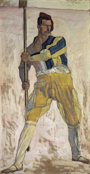 Warrior with halberd by Ferdinand Hodler Oil Painting
