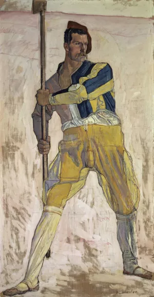 Warrior with halberd by Ferdinand Hodler Oil Painting