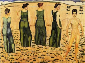 Youth Admired by Women I by Ferdinand Hodler - Oil Painting Reproduction