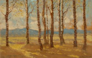 Birches in Autumn by Ferdinand Katona Oil Painting