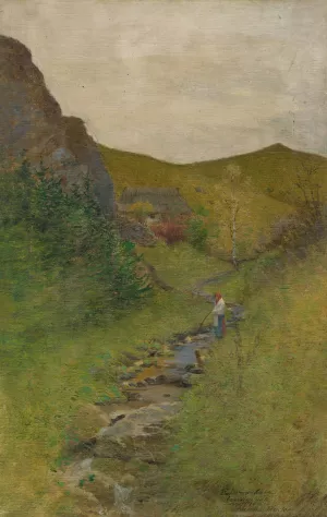 By the stream Oil painting by Ferdinand Katona