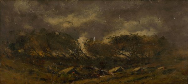Main Product Photo of Gypsy Camp During a Storm  Painting by Ferdinand Katona