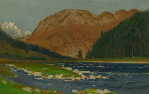 Landscape by the Danube by Ferdinand Katona Oil Painting