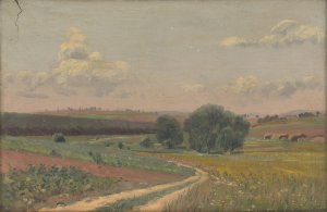 Landscape with a dirt road by Ferdinand Katona Oil Painting