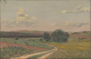 Landscape with a dirt road by Ferdinand Katona Oil Painting