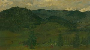 Mountain landscape by Ferdinand Katona Oil Painting