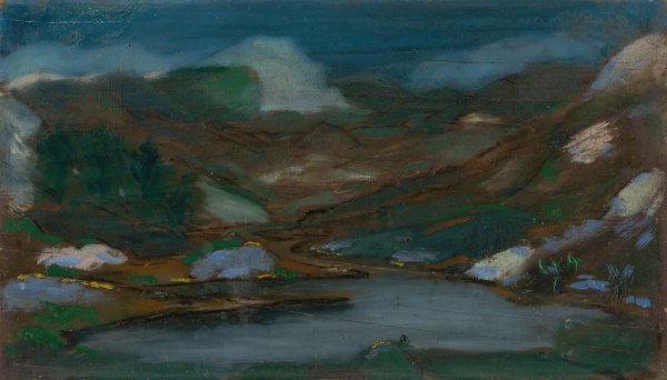Mountain Landscape  by Ferdinand Katona - Hand-Painted Oil Painting Reproduction