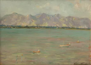 Mountain Landscape with a Lake by Ferdinand Katona Oil Painting