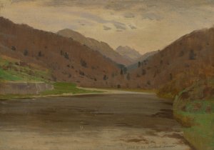 Mountain landscape by Ferdinand Katona Oil Painting