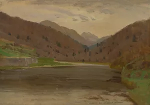 Mountain landscape Oil painting by Ferdinand Katona