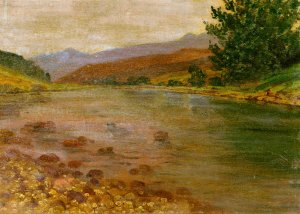On the riverside by Ferdinand Katona Oil Painting