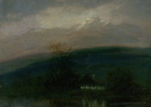 The Tatra Mountain in the Night by Ferdinand Katona Oil Painting