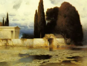A Classical Landscape by Ferdinand Keller Oil Painting