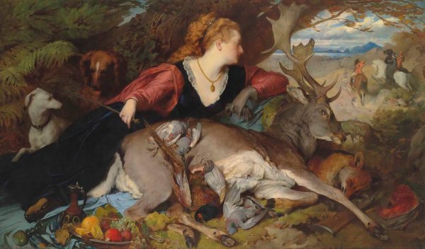 Diana amongst the spoils of the hunt  by Ferdinand Keller - Hand-Painted Oil Painting Reproduction