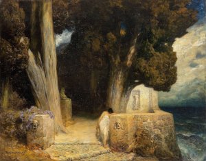 Sappho by Ferdinand Keller Oil Painting