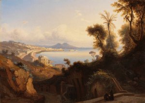 Blick auf den Vesuv by Ferdinand Konrad Bellermann Oil Painting