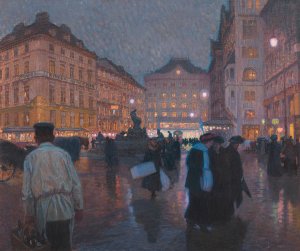 Der Neue Markt am Abend by Ferdinand Kruis Oil Painting