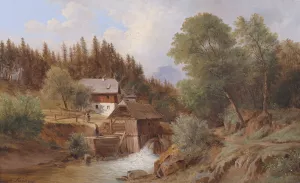 Sagemuhle in Salzburg Oil painting by Ferdinand Kuss