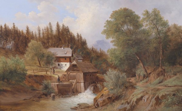 Main Product Photo of Sagemuhle in Salzburg Painting by Ferdinand Kuss