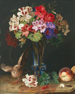 Stilleben mit Blumen in Vase by Ferdinand Kuss Oil Painting