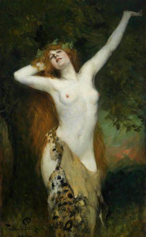 Bacchantin by Ferdinand Leeke Oil Painting